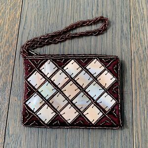 Mod By Design Beaded Wristlet – Mother of Pearl & Horn Tile Pouch